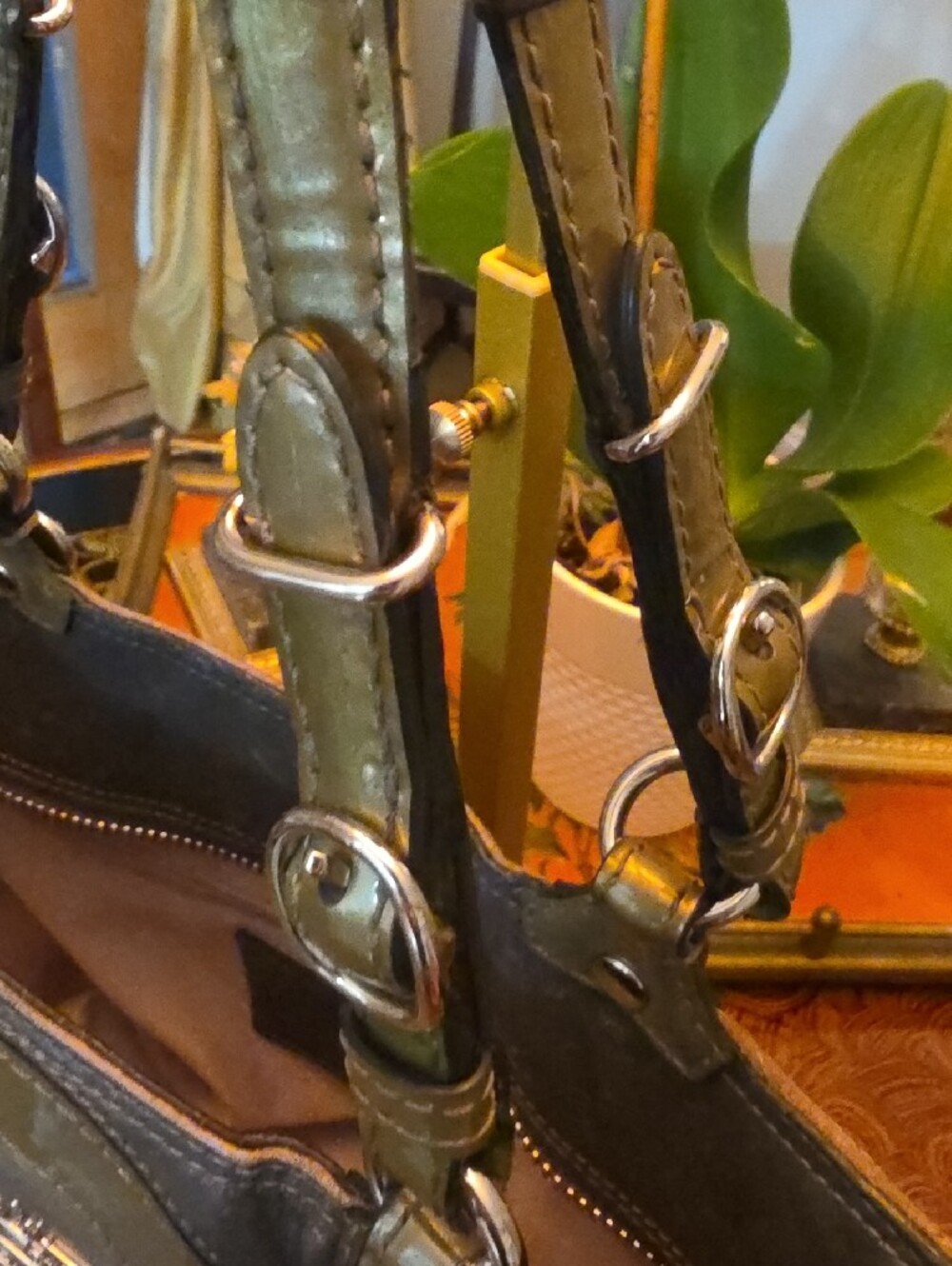 Coach MIA Patchwork Circle Leather Tote in Olive and Black - Picture 4 of 14